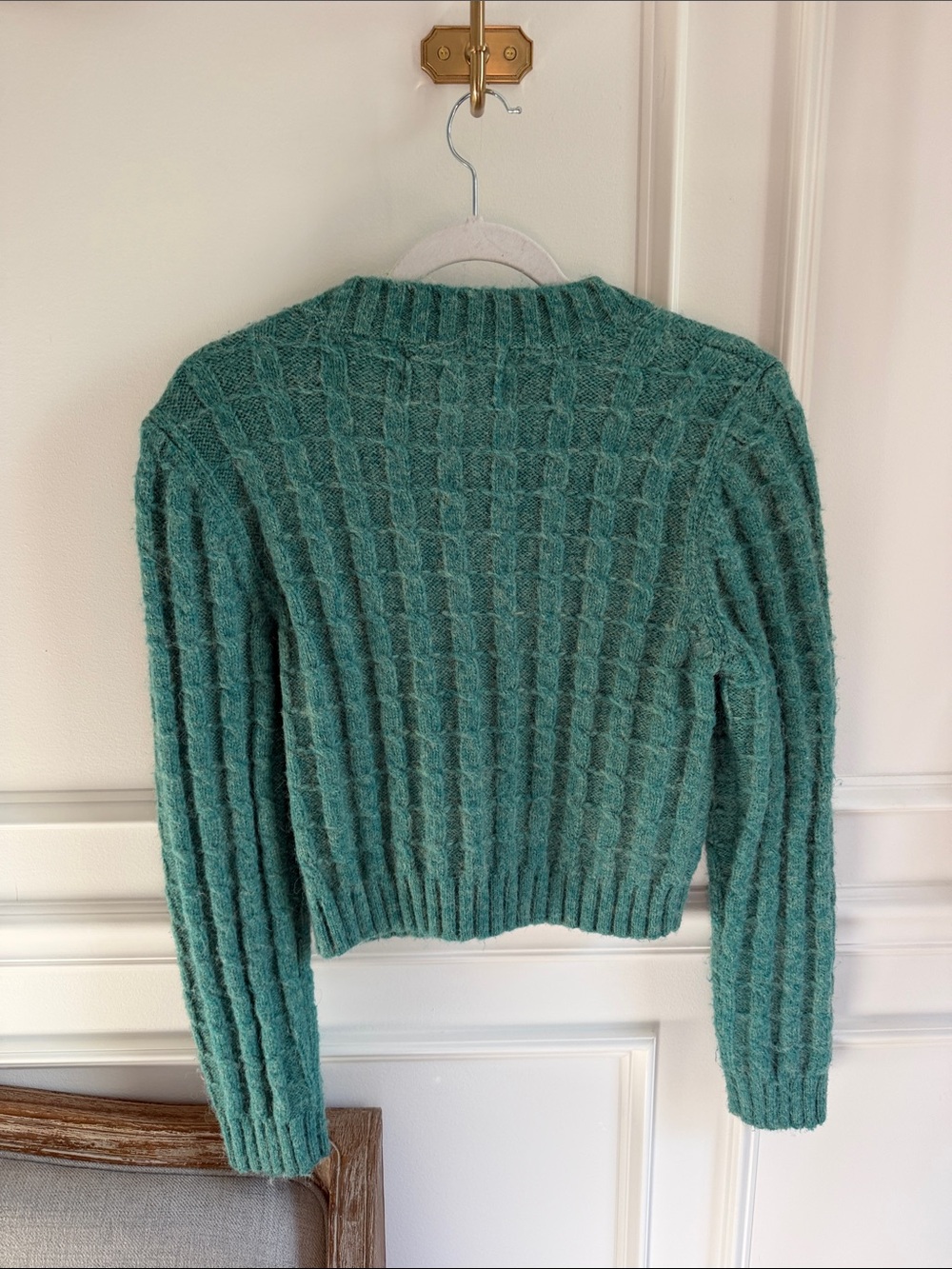 Promesa Teal Ribbed Button-Front Cropped Cardigan - Picture 3 of 4